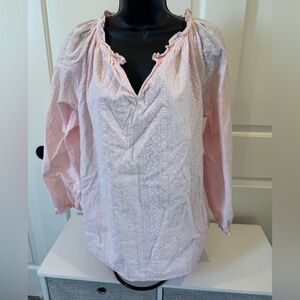 Talbots Light Pink Embroidered Blouse